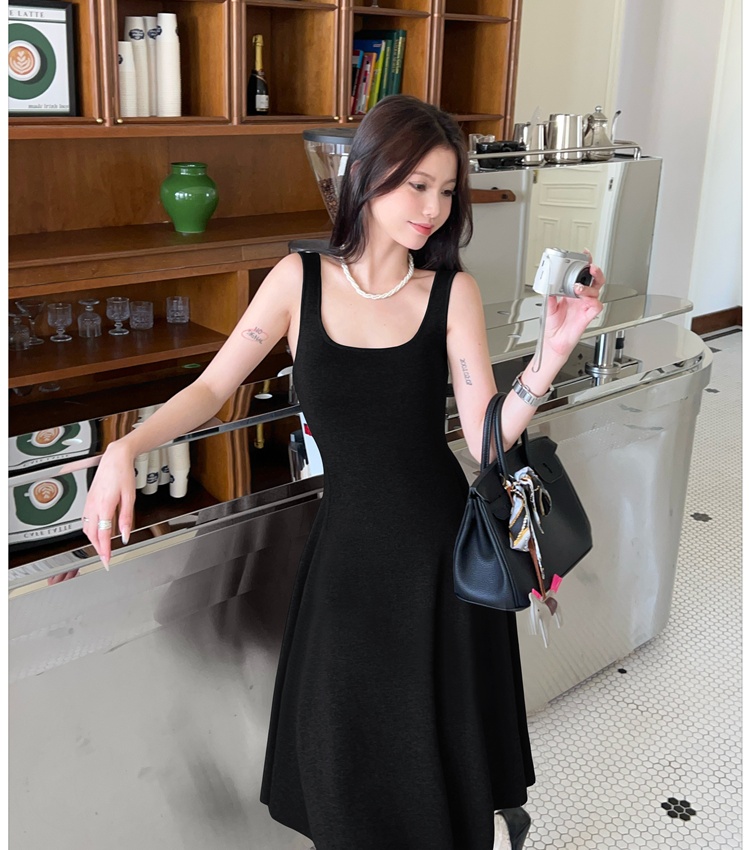 A-line sleeveless vest knitted strap dress