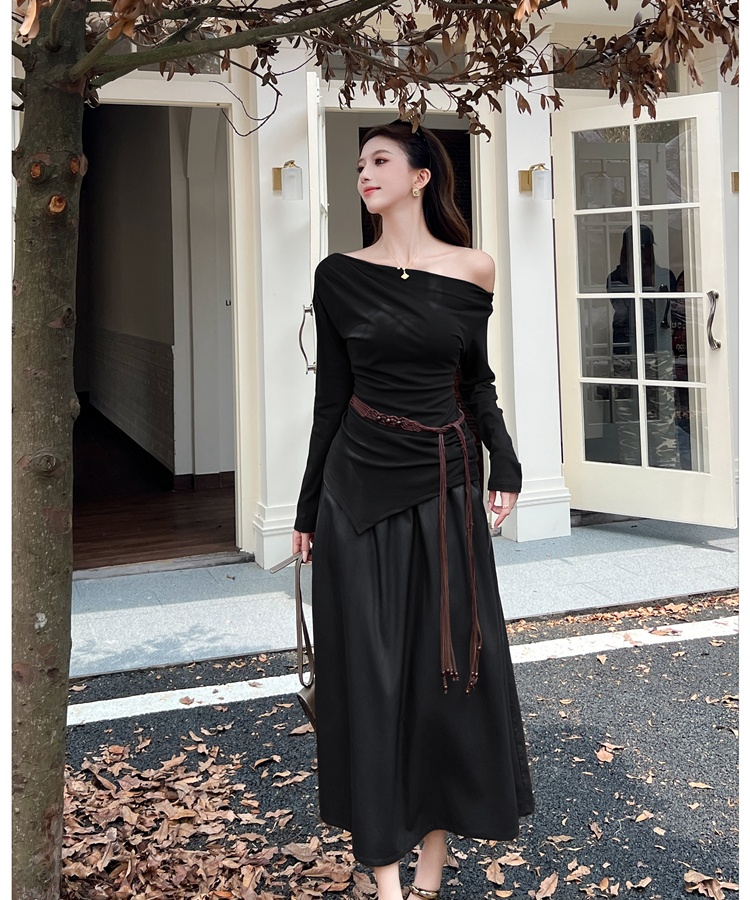 Slim art belt temperament tops 2pcs set