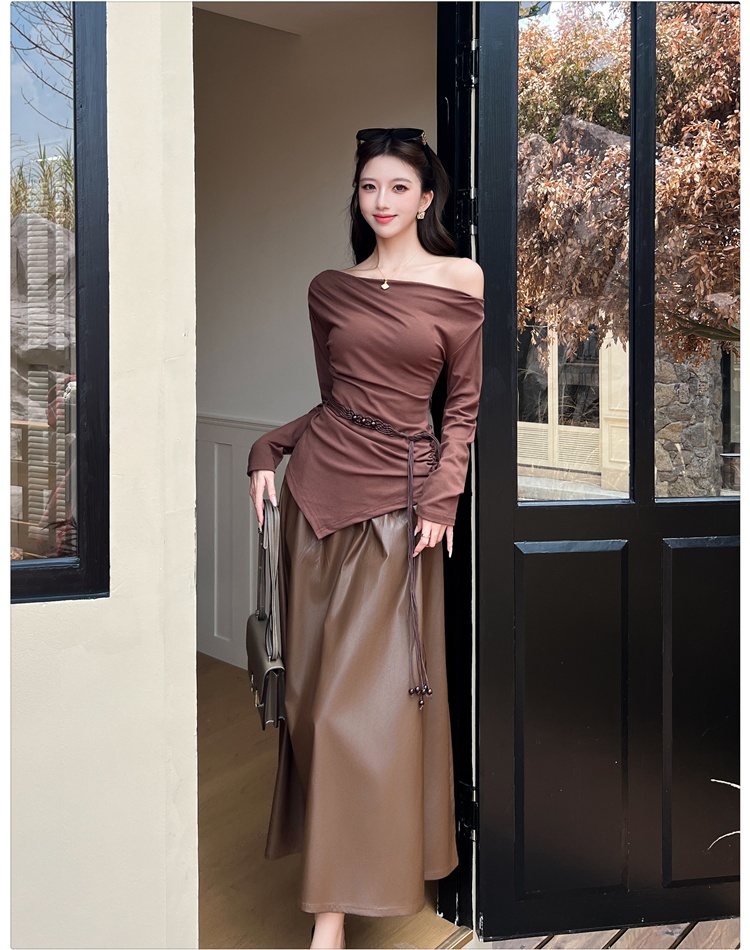 Slim art belt temperament tops 2pcs set