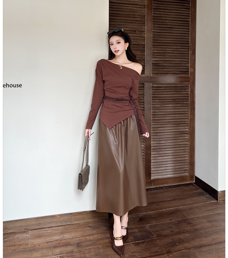 Slim art belt temperament tops 2pcs set