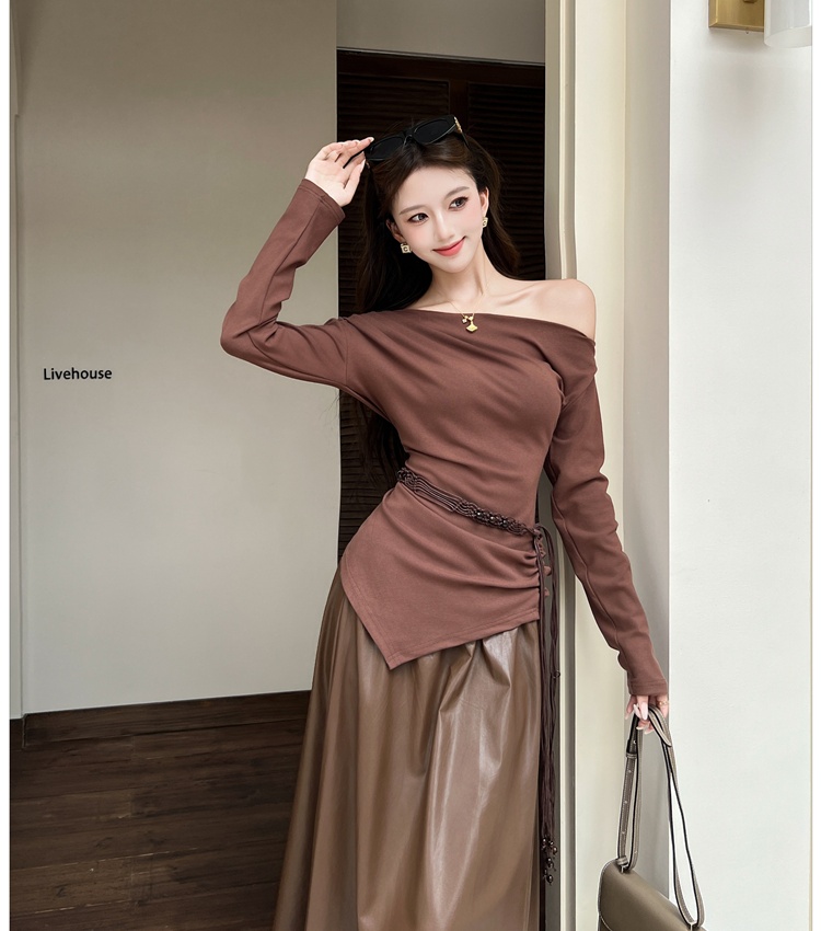 Slim art belt temperament tops 2pcs set