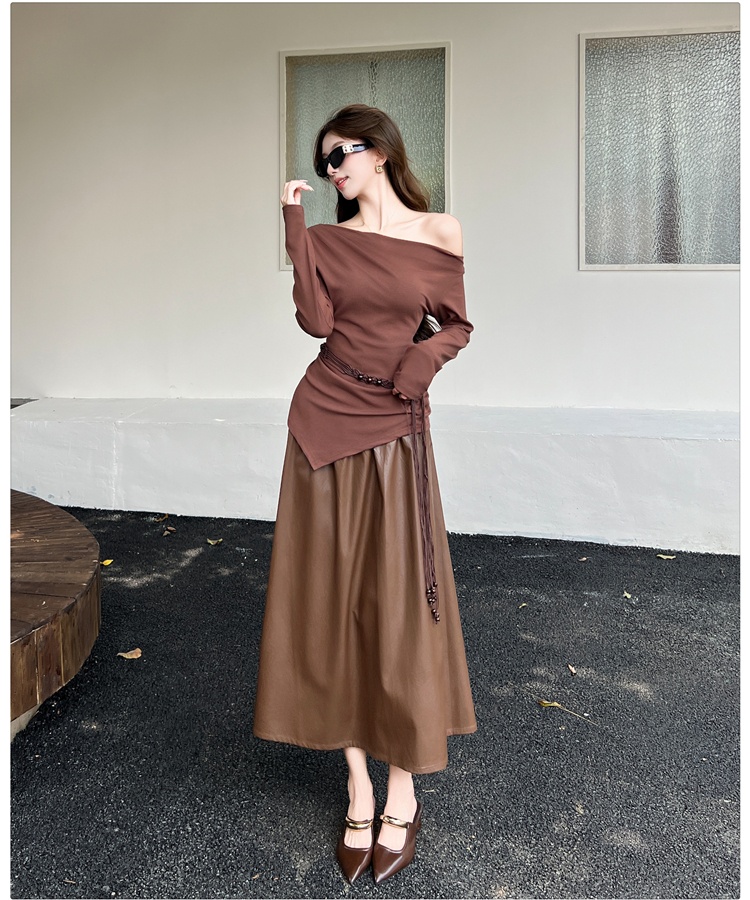 Slim art belt temperament tops 2pcs set