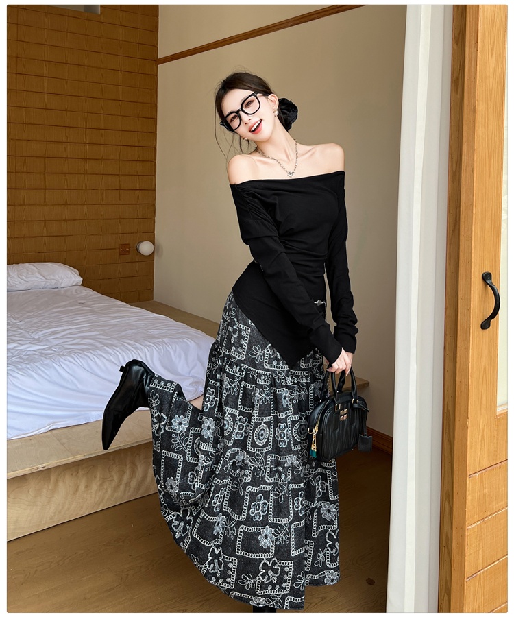 Tender T-shirt floral skirt 2pcs set