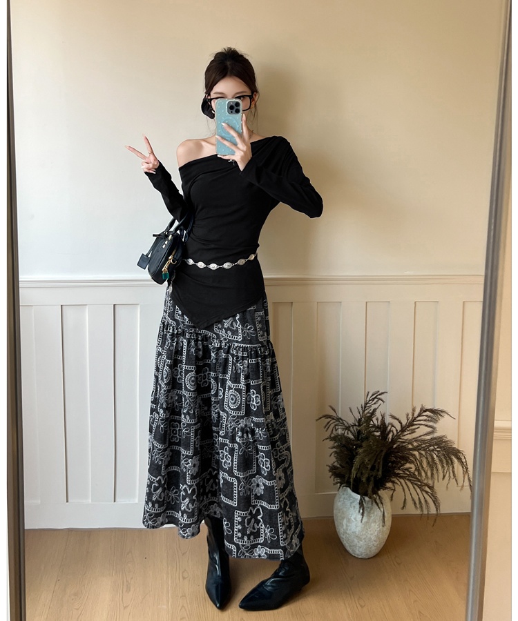 Tender T-shirt floral skirt 2pcs set