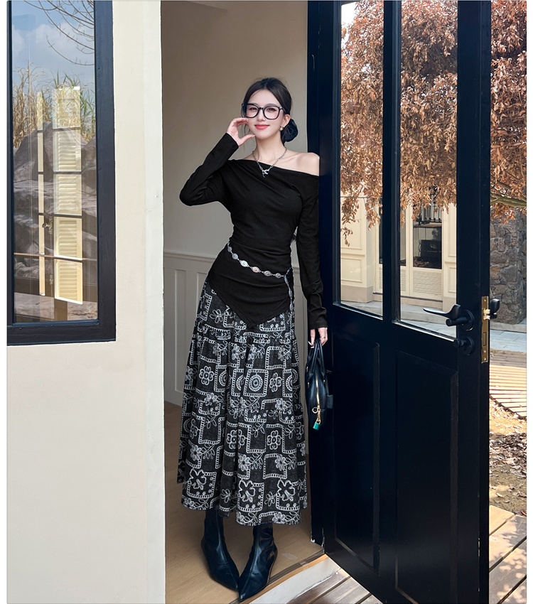 Tender T-shirt floral skirt 2pcs set
