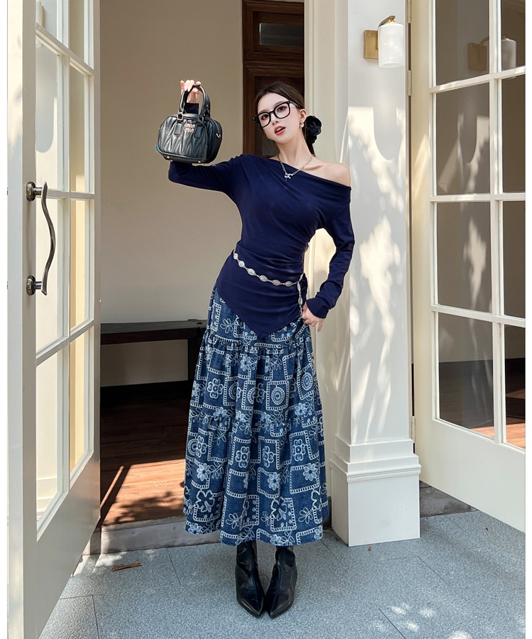 Tender T-shirt floral skirt 2pcs set