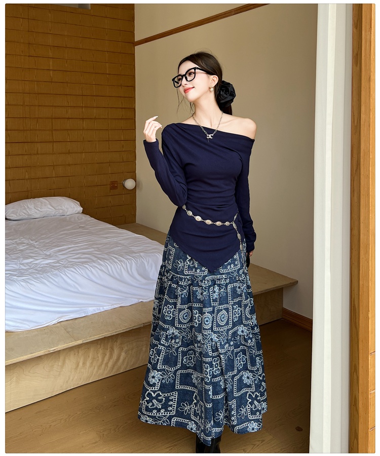 Tender T-shirt floral skirt 2pcs set