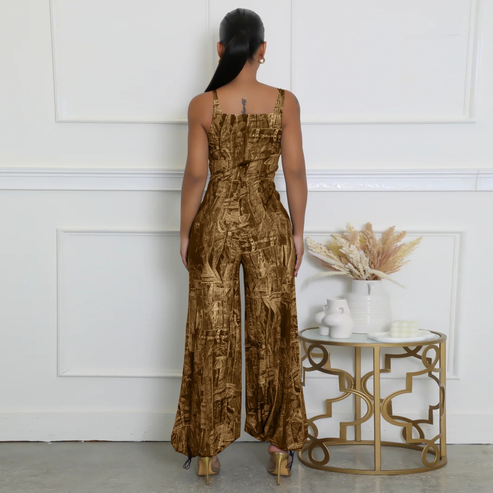 Sling European style jumpsuit drawstring trousers for women