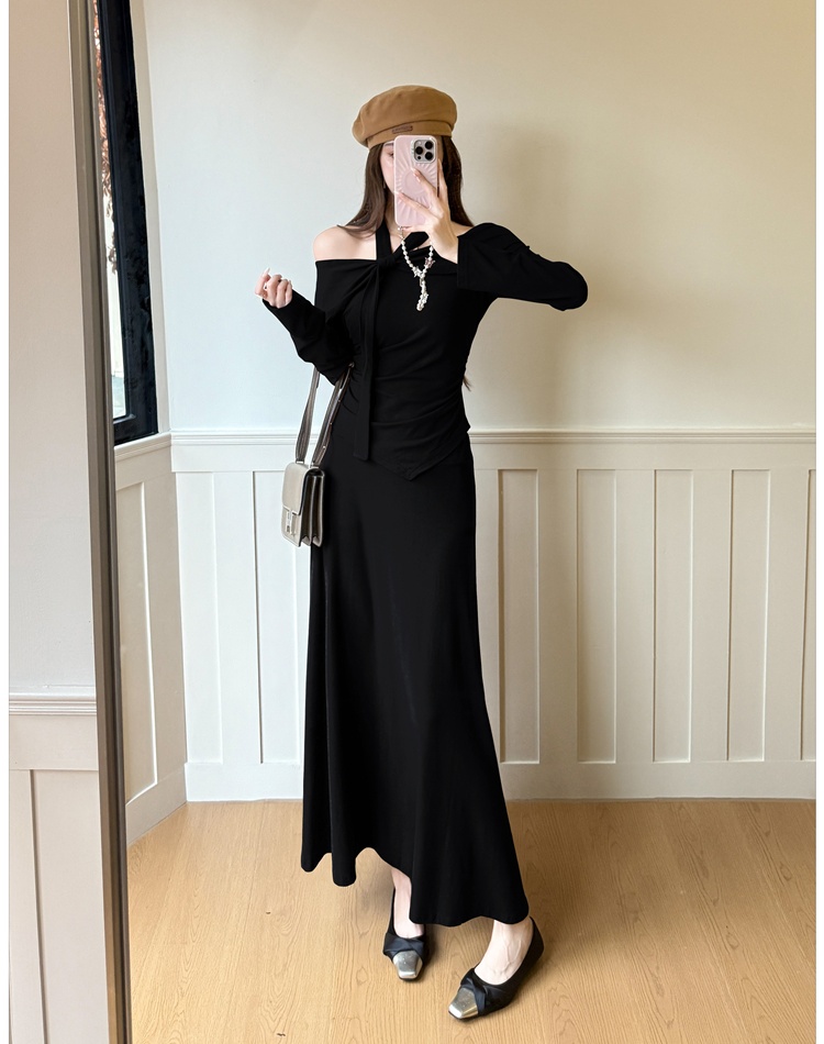 High waist skirt temperament T-shirt 2pcs set