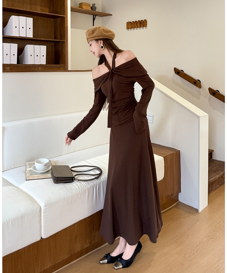 High waist skirt temperament T-shirt 2pcs set
