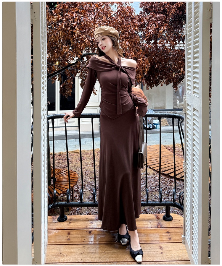 High waist skirt temperament T-shirt 2pcs set