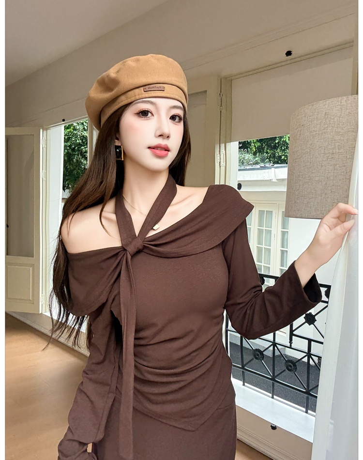 High waist skirt temperament T-shirt 2pcs set