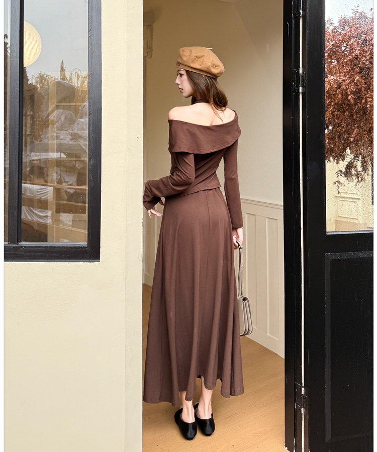 High waist skirt temperament T-shirt 2pcs set