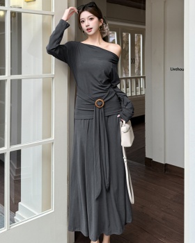 Elastic waist drape T-shirt bandage skirt 2pcs set