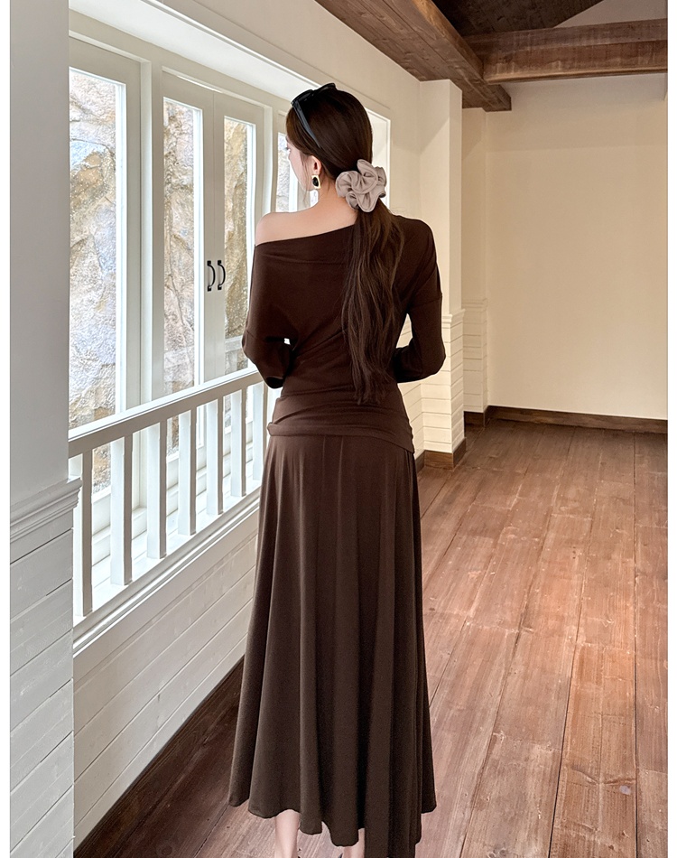 Elastic waist drape T-shirt bandage skirt 2pcs set