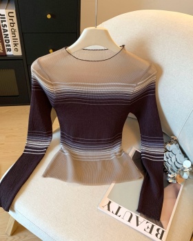 Enticement retro T-shirt long sleeve knitted tops