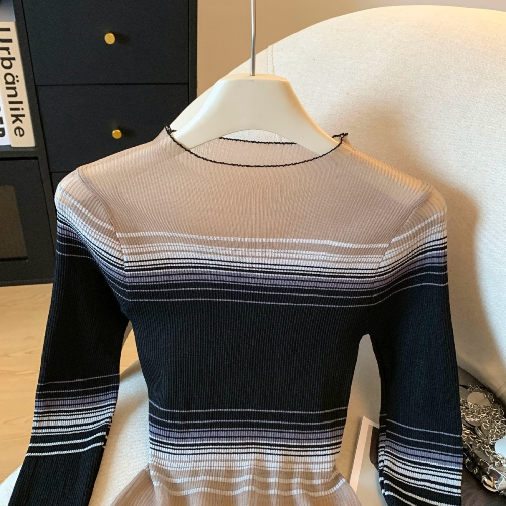 Enticement retro T-shirt long sleeve knitted tops