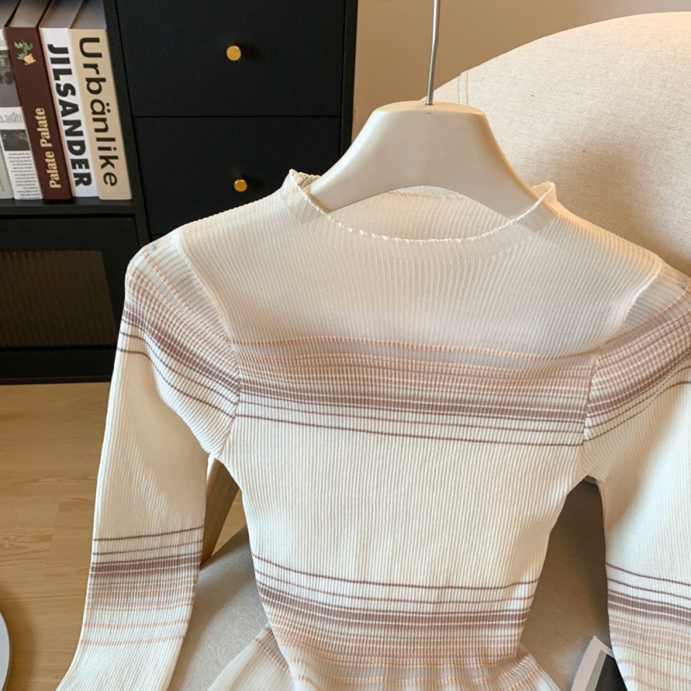 Enticement retro T-shirt long sleeve knitted tops