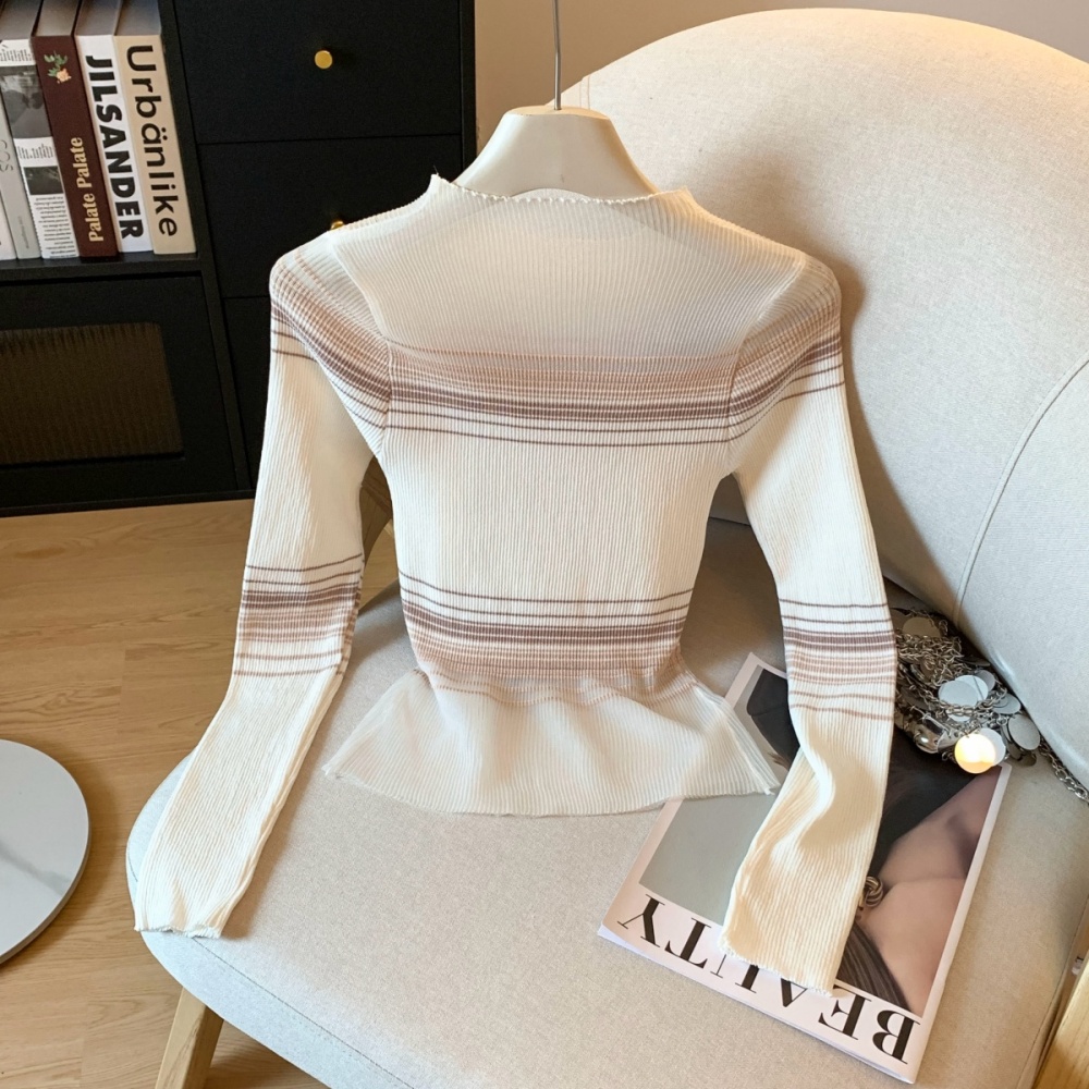 Enticement retro T-shirt long sleeve knitted tops
