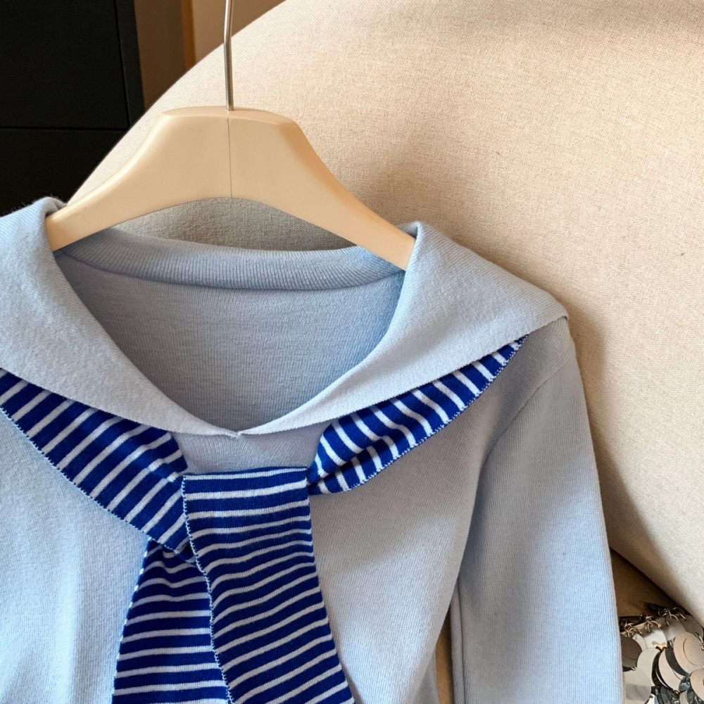 Korean style slim tops mixed colors sweater 2pcs set