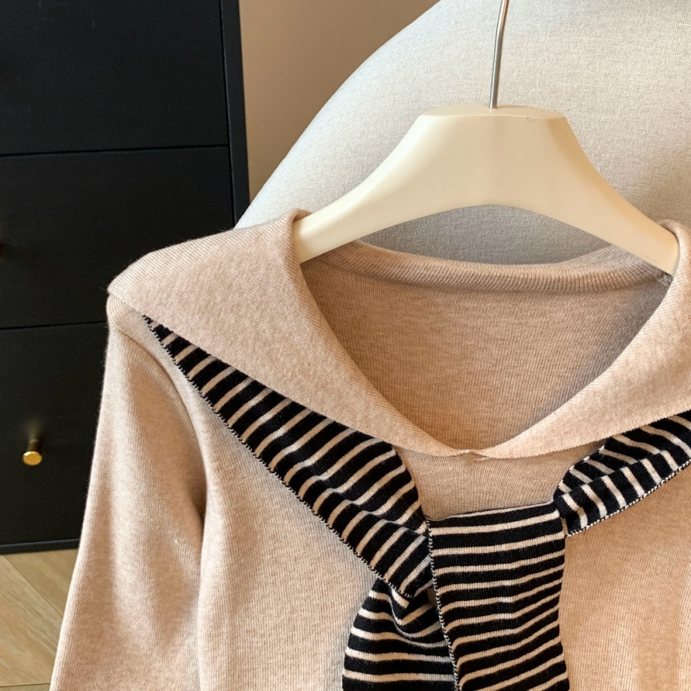 Korean style slim tops mixed colors sweater 2pcs set