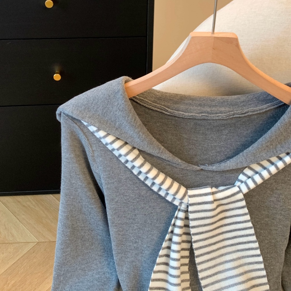 Korean style slim tops mixed colors sweater 2pcs set