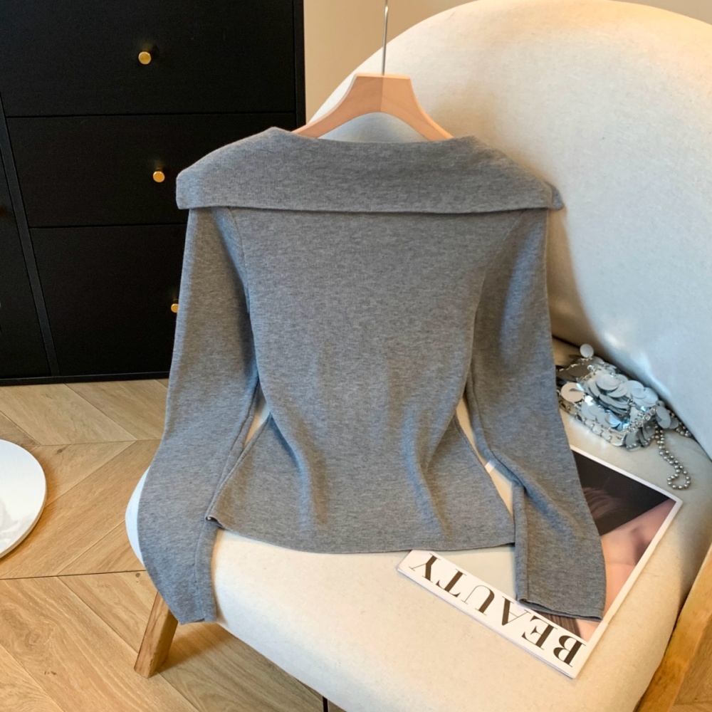 Korean style slim tops mixed colors sweater 2pcs set