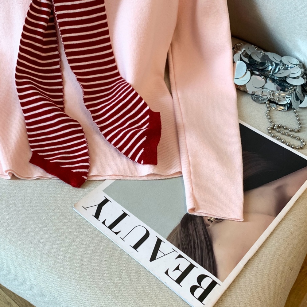 Korean style slim tops mixed colors sweater 2pcs set