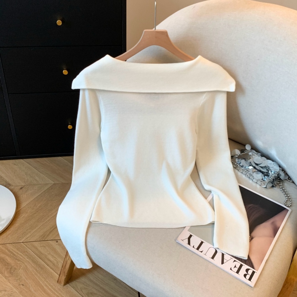 Korean style slim tops mixed colors sweater 2pcs set