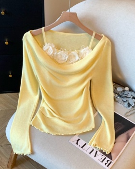 Chanelstyle flowers bottoming shirt small tops