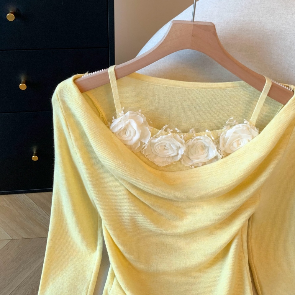 Chanelstyle flowers bottoming shirt small tops