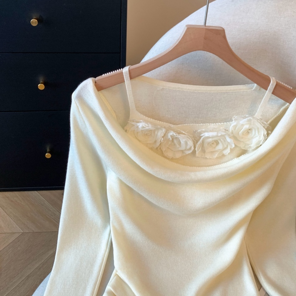 Chanelstyle flowers bottoming shirt small tops