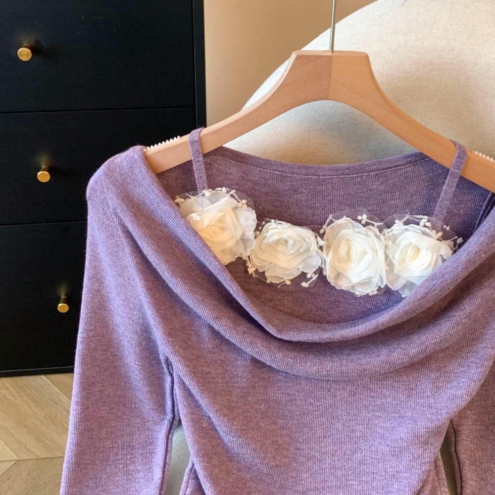 Chanelstyle flowers bottoming shirt small tops