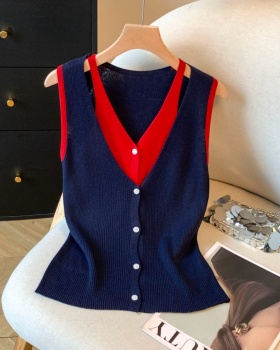 Sleeveless summer loose tops Korean style slim vest