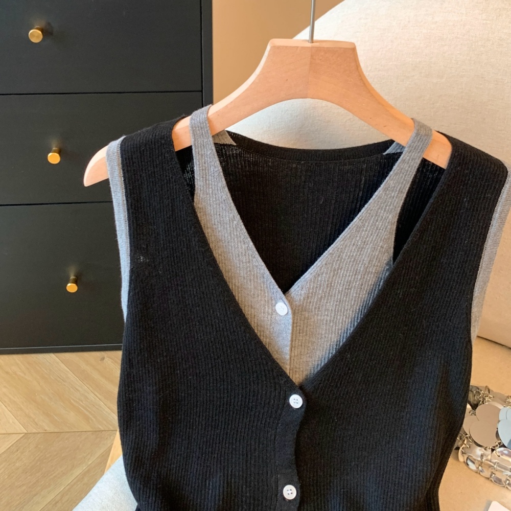 Sleeveless summer loose tops Korean style slim vest