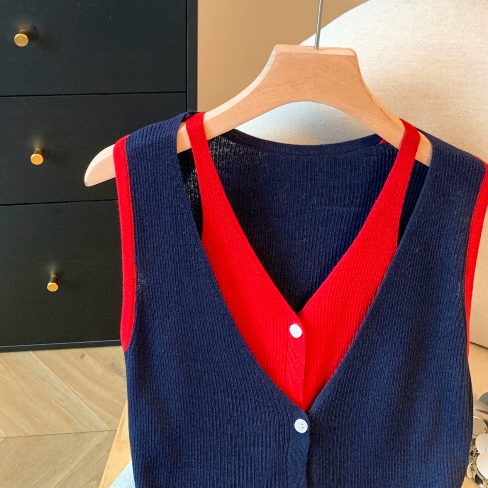 Sleeveless summer loose tops Korean style slim vest