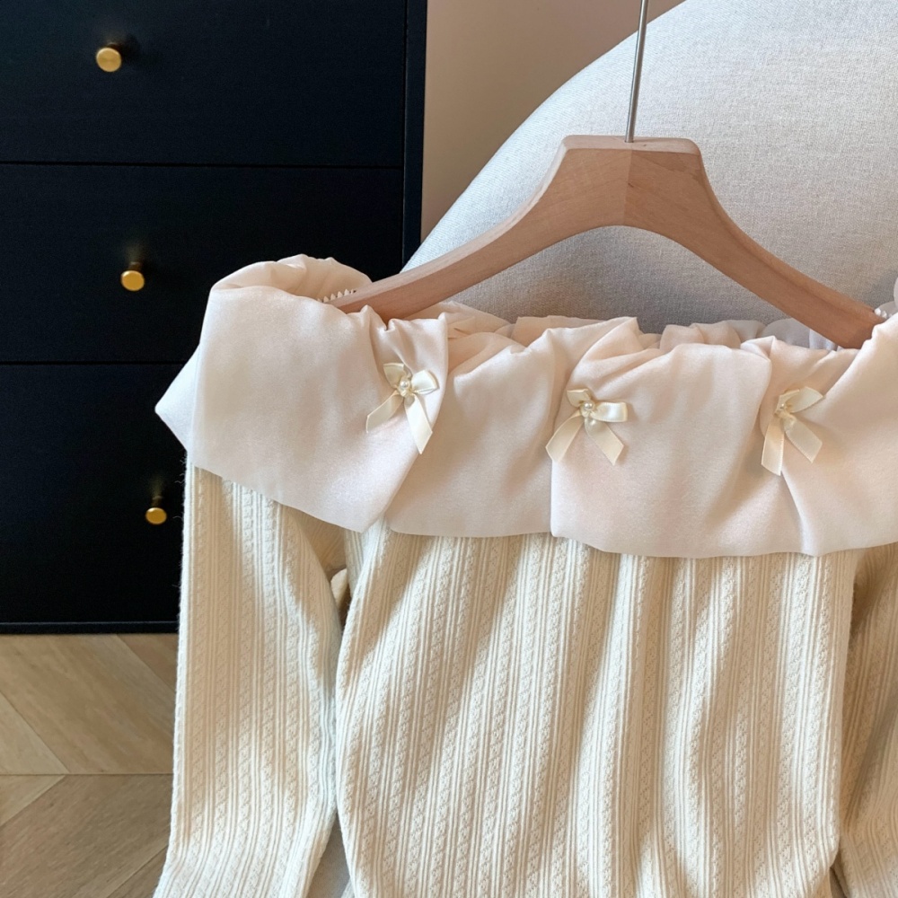 Long sleeve pure tops flat shoulder bottoming shirt