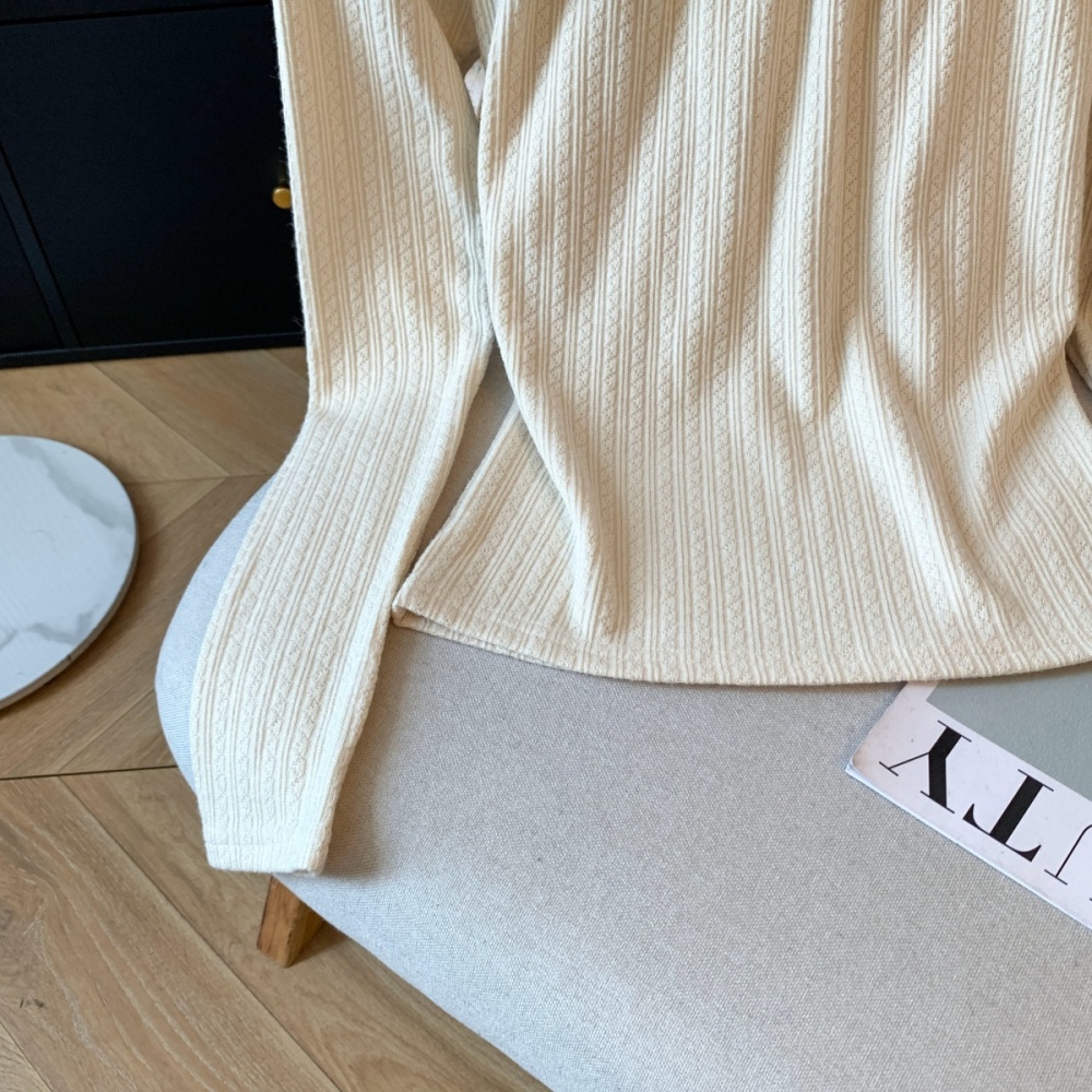 Long sleeve pure tops flat shoulder bottoming shirt
