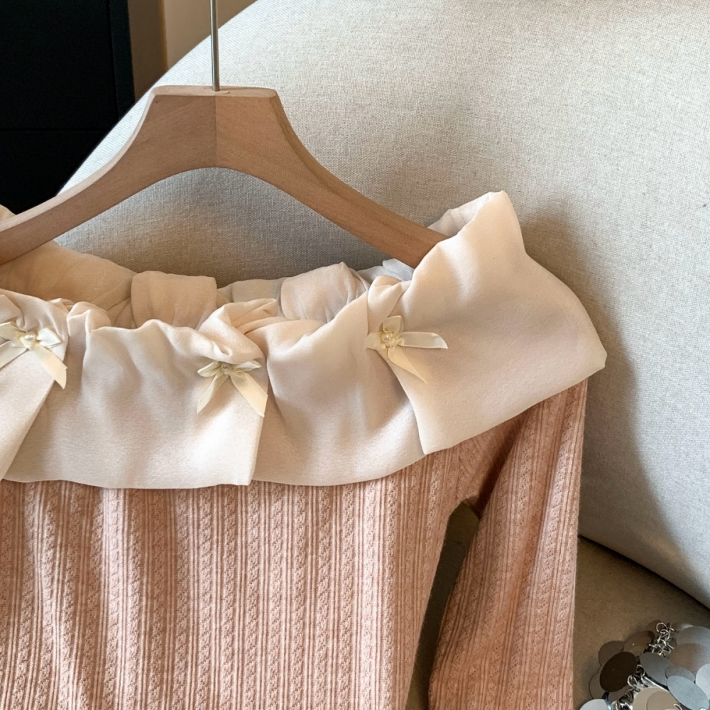 Long sleeve pure tops flat shoulder bottoming shirt