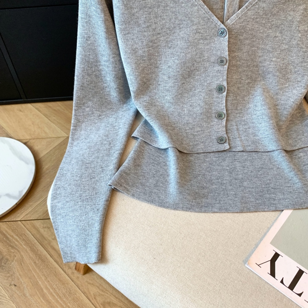 Temperament fashion tops Pseudo-two niche sweater for women