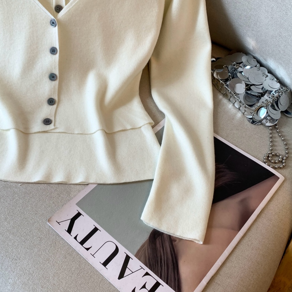 Temperament fashion tops Pseudo-two niche sweater for women