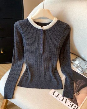 Knitted round neck bottoming shirt thin niche tops for women
