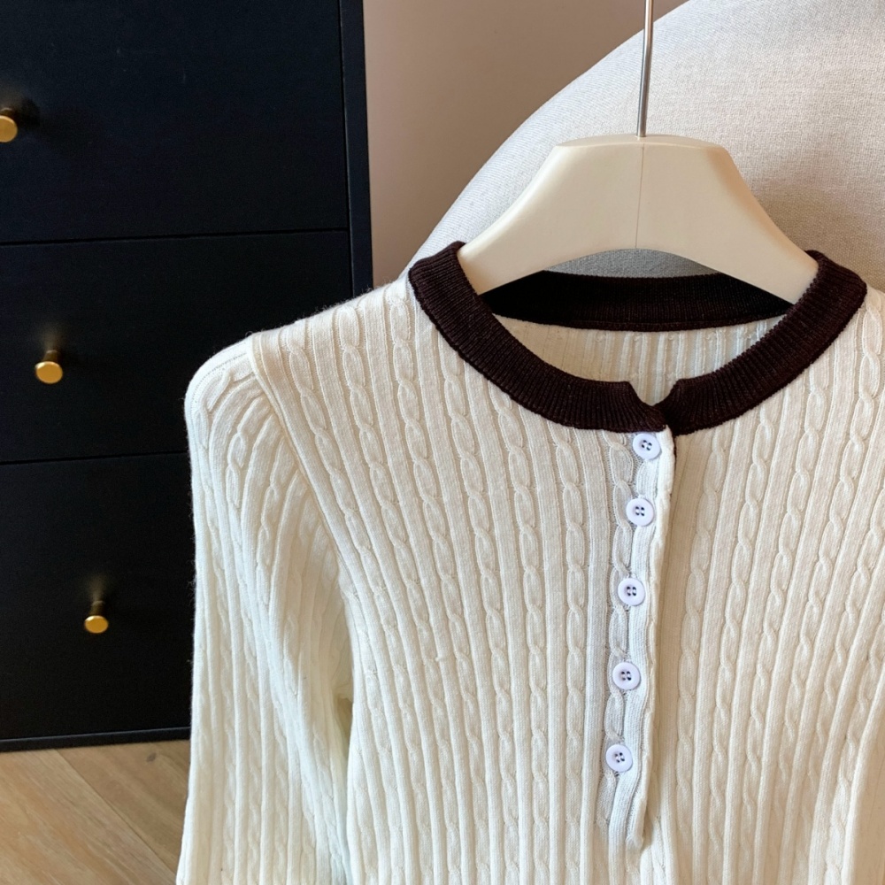 Knitted round neck bottoming shirt thin niche tops for women