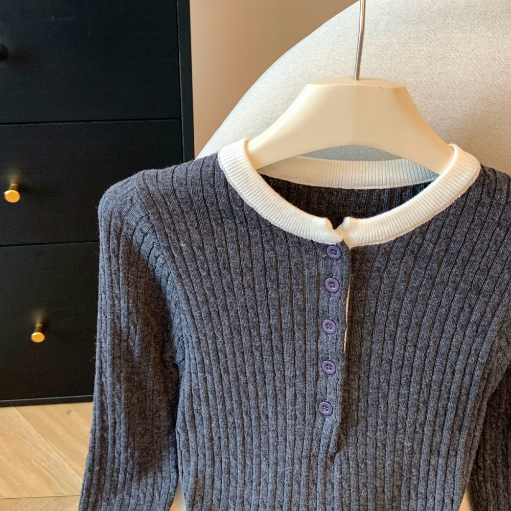 Knitted round neck bottoming shirt thin niche tops for women