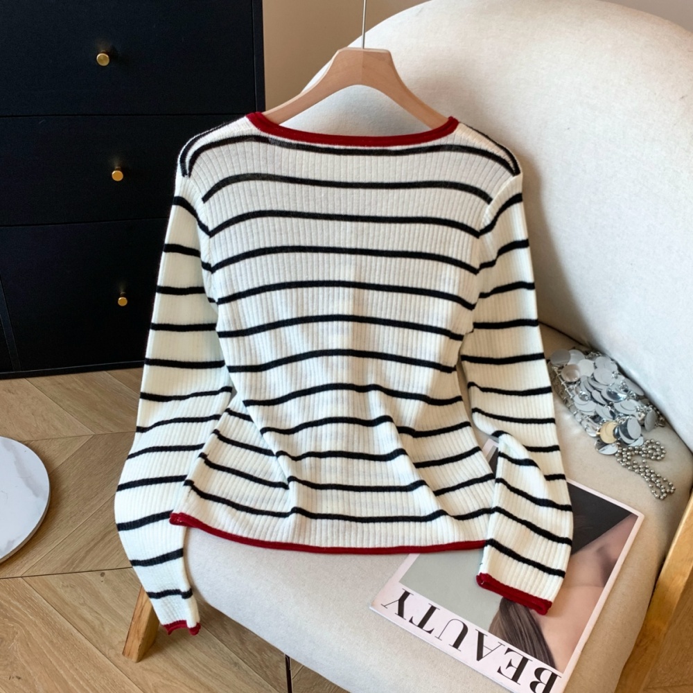 Knitted autumn tops niche simple bottoming shirt