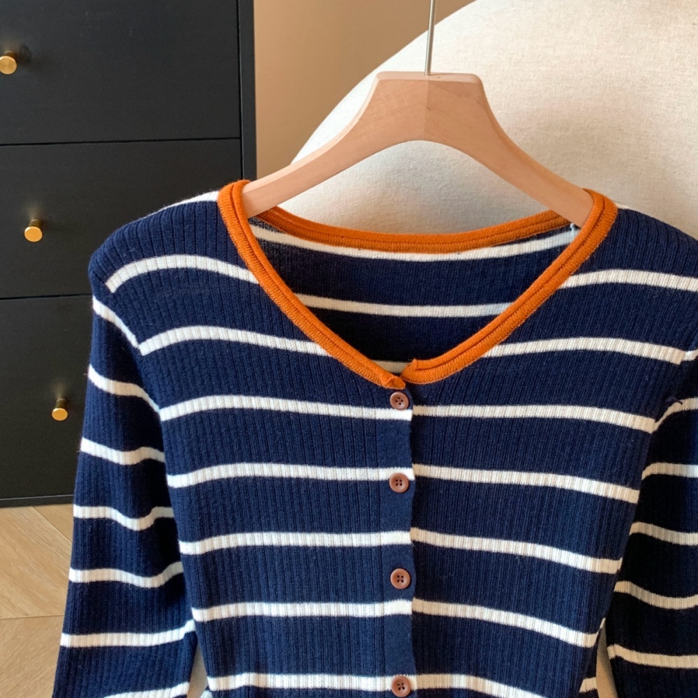 Knitted autumn tops niche simple bottoming shirt