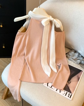 Inside the ride bow tops autumn strapless sweater for women