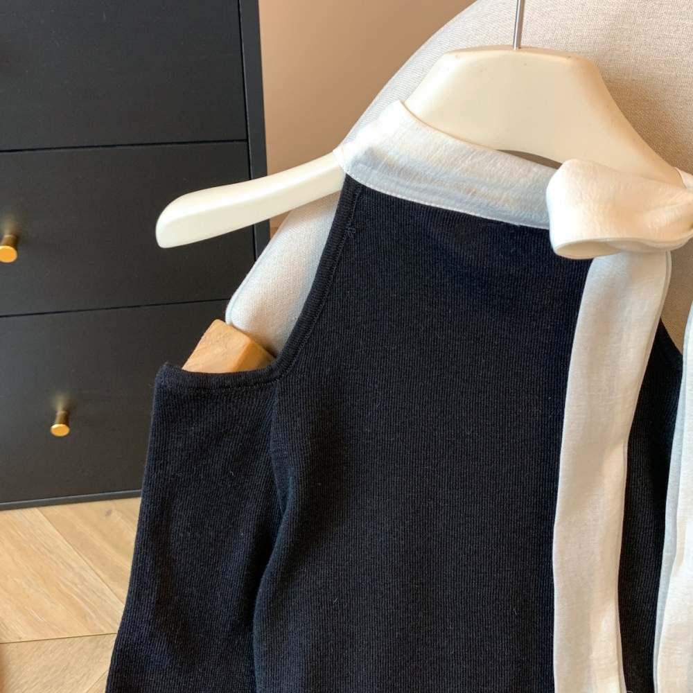 Inside the ride bow tops autumn strapless sweater for women
