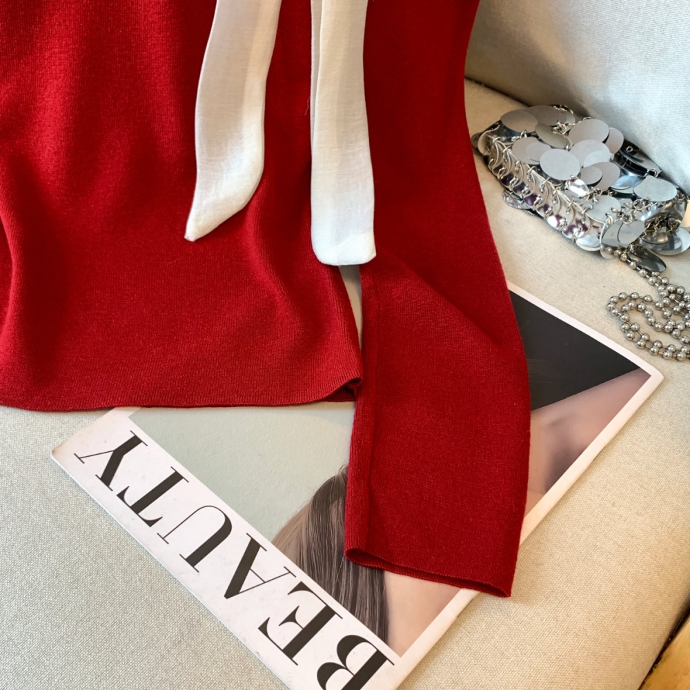Inside the ride bow tops autumn strapless sweater for women