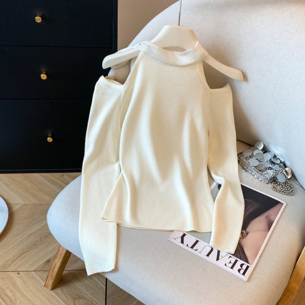 Inside the ride bow tops autumn strapless sweater for women